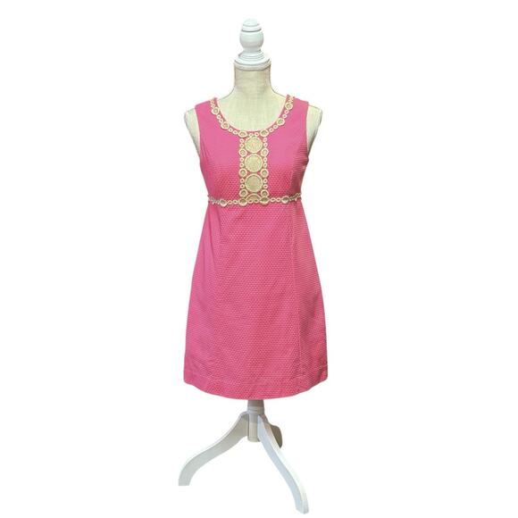 Lilly Pulitzer Pink Gold Rosie Shift Dress 0 Preppy Beachy Cruise Resort - Picture 3 of 13